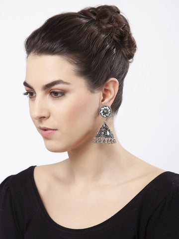 Silver-Plated Dome Shaped Jhumkas Earrings