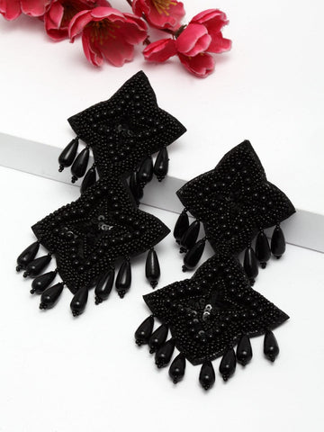 Black Contemporary Drop Earrings