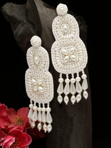 Off White Contemporary Drop Earrings