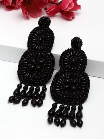 Black Contemporary Drop Earrings