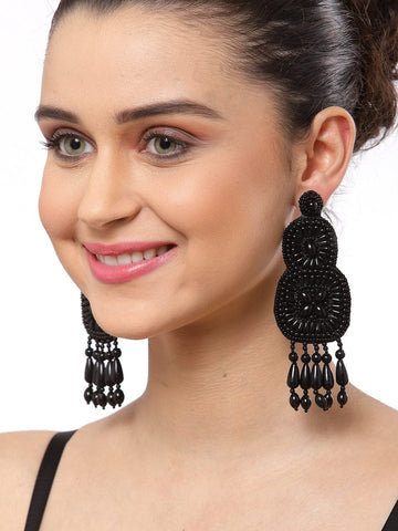 Black Contemporary Drop Earrings