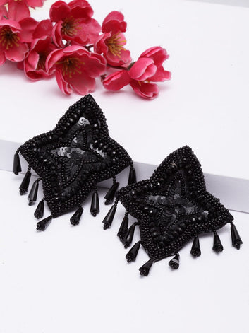 Black Contemporary Drop Earrings