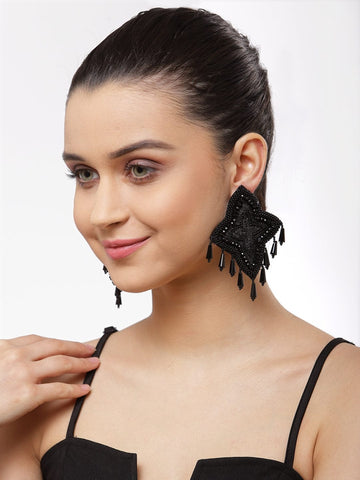 Black Contemporary Drop Earrings