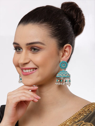 Silver Plated Dome Shaped Jhumkas Earrings