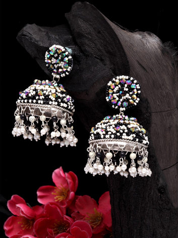 Black Contemporary Jhumkas Earrings