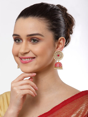 Pink Contemporary Jhumkas Earrings