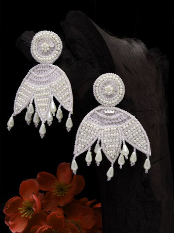 Off White Contemporary Jhumkas Earrings