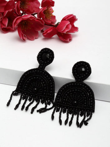 Black Geometric Drop Earrings