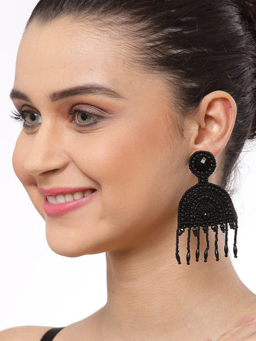 Black Geometric Drop Earrings
