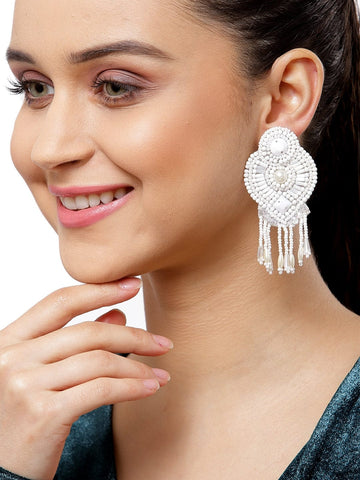 Off White Contemporary Drop Earrings