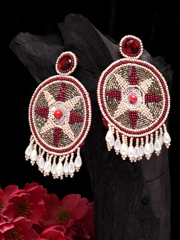 Maroon Contemporary Drop Earrings