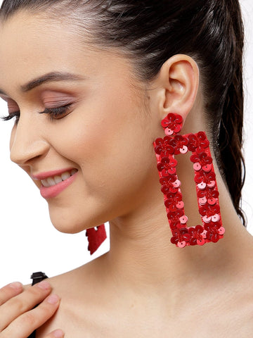Red Contemporary Studs Earrings