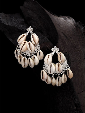 Silver-Toned Contemporary Drop Earrings