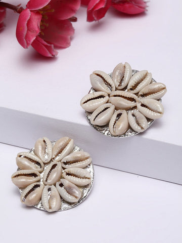 Silver-Toned Contemporary Studs Earrings