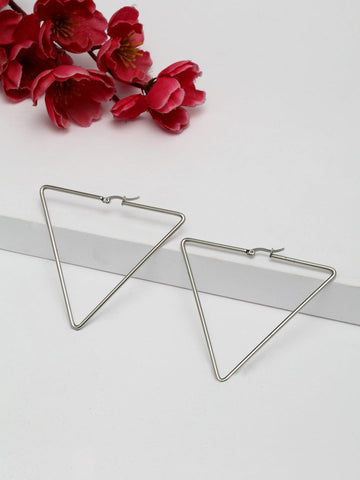 Silver-Toned Contemporary Hoop Earrings