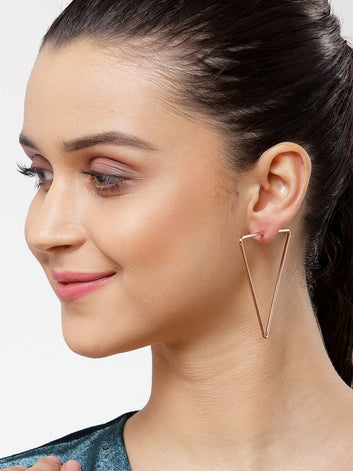 Gold-Plated Triangular Drop Earrings