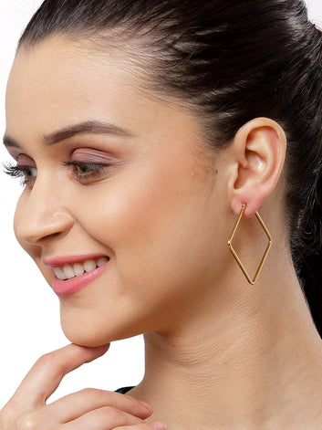 Gold-Plated Geometric Hoop Earrings