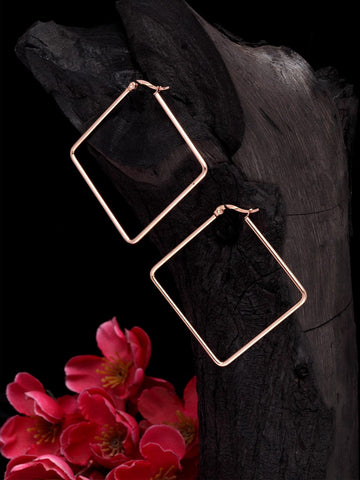 Rose Gold-Plated Geometric Hoop Earrings