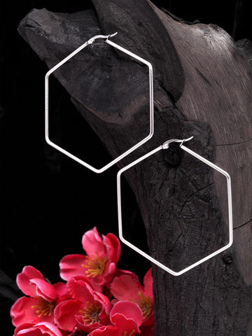 Silver-Toned Contemporary Hoop Earrings