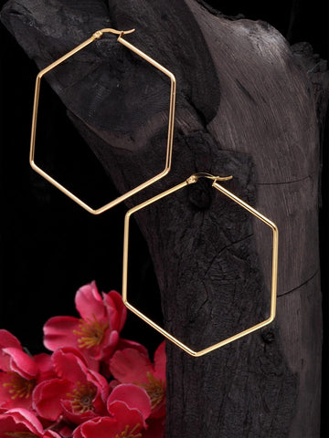 Gold-Plated Handcrafted Geometric Hoop Earrings