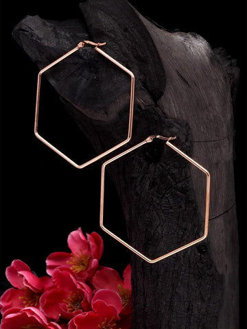 Rose Gold Geometric Hoop Earrings