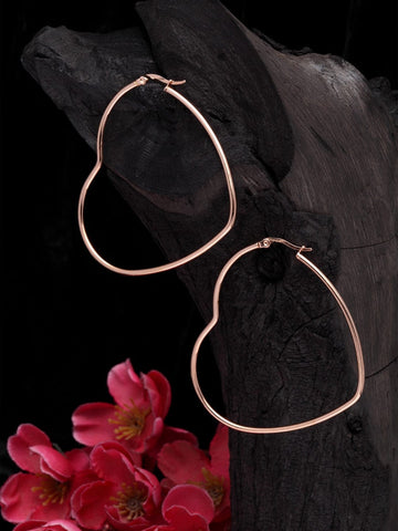 Rose Gold Heart Shaped Hoop Earrings