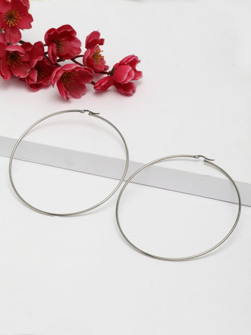 Silver-Plated Contemporary Hoop Earrings
