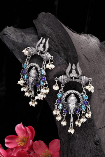 Turquoise Blue Silver-Plated Classic Drop Earrings