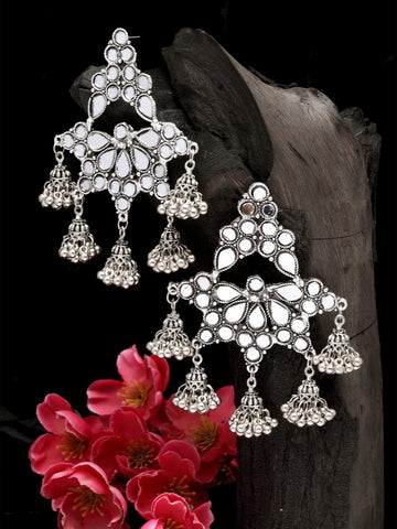 Silver-Plated Classic Jhumkas Earrings