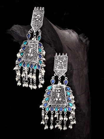 Blue Contemporary Drop Earrings