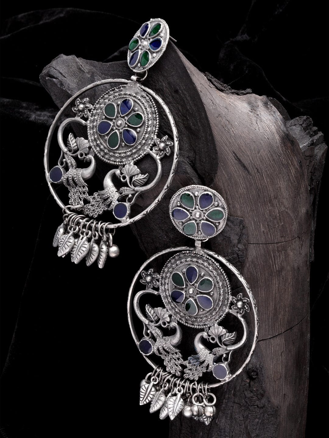 Gunmetal-Toned Contemporary Drop Earrings
