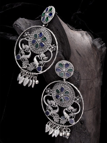 Gunmetal-Toned Contemporary Drop Earrings