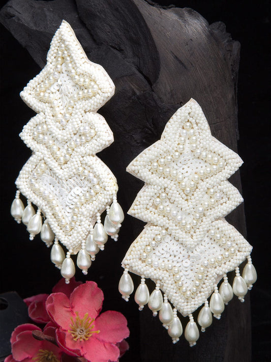 Off White Contemporary Drop Earrings