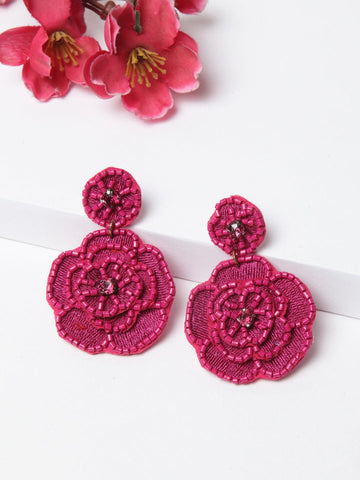 Fuchsia Contemporary Drop Earrings
