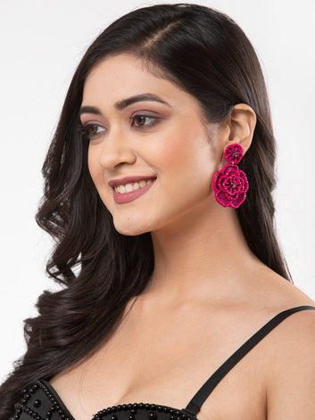 Fuchsia Contemporary Drop Earrings