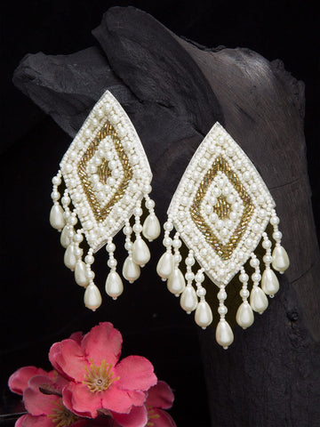 Off White Contemporary Drop Earrings
