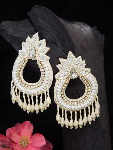 Off White Contemporary Chandbalis Earrings