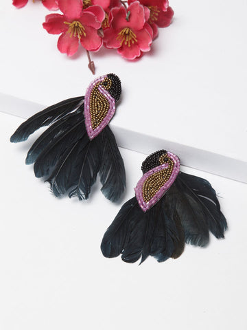 Silver Plated Peacock Shaped Drop Earrings
