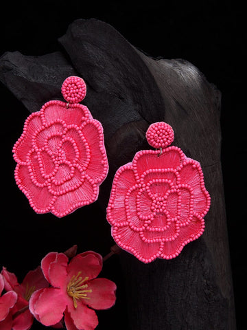 Pink Floral Studs Earrings