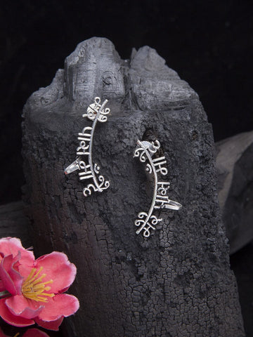 Silver-Toned Contemporary Ear Cuff Earrings