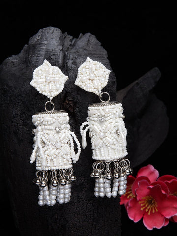 Off White Contemporary Drop Earrings