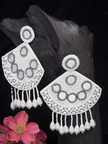 Silver-Plated Contemporary Tasselled Chandbalis Drop Earrings