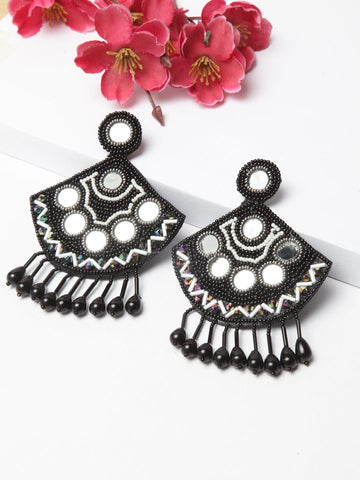 Black Contemporary Drop Earrings