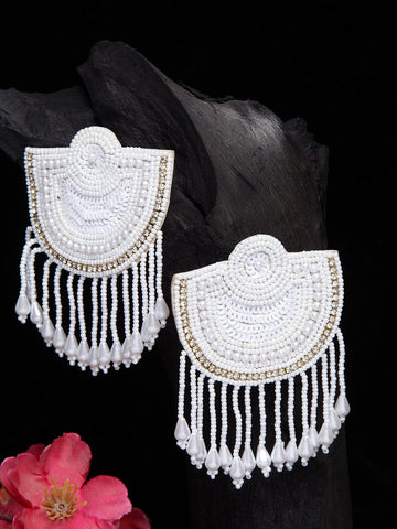 Off White Contemporary Drop Earrings