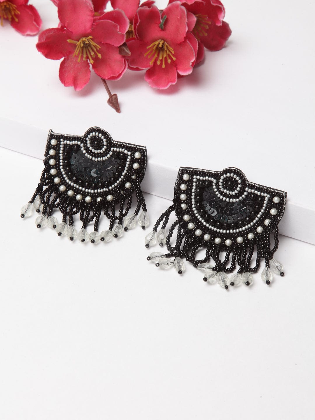 Black Contemporary Drop Earrings