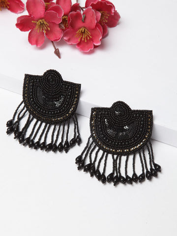 Black Contemporary Drop Earrings