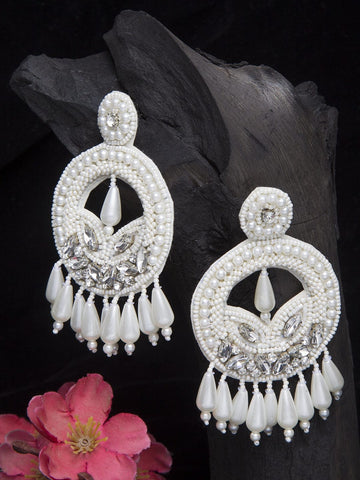 Off White Contemporary Drop Earrings