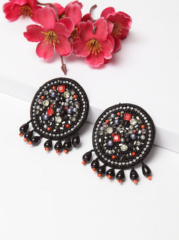 Black & Red Contemporary Drop Earrings