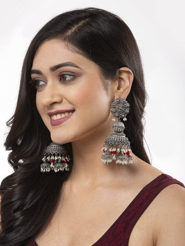 Silver Plated Dome Shaped Jhumkas Earrings