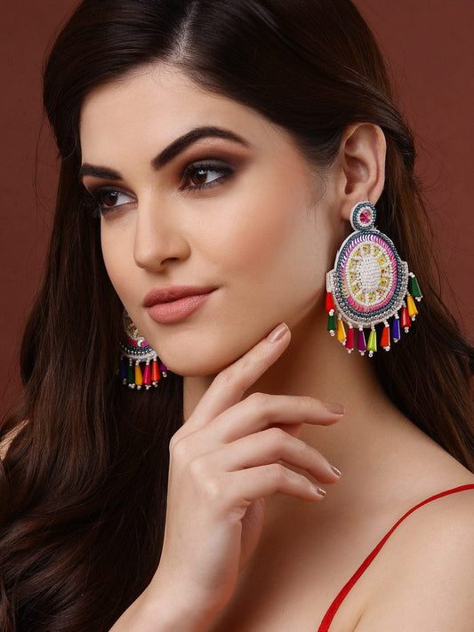 Women Multi Color Contemporary Handcrafted Chandbali Earrings